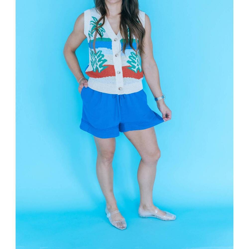 NEW SADIE & SAGE sugarloaf pull on shorts in cobalt blue